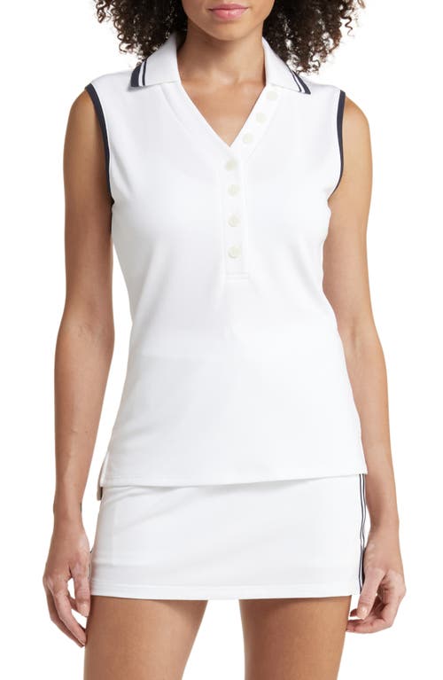 Varley Aniver Performance Sleeveless Polo Shirt in White