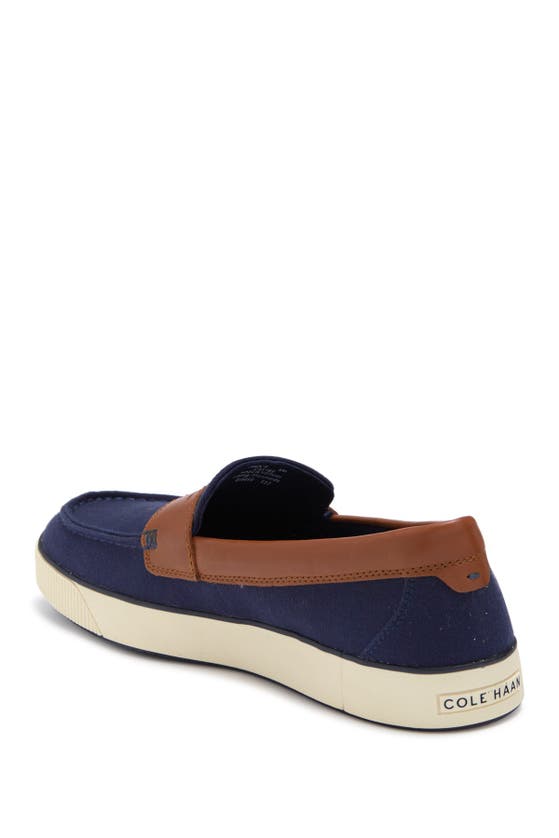 Shop Cole Haan Nantucket 2.0 Penny Loafer In Navy Textile/tan