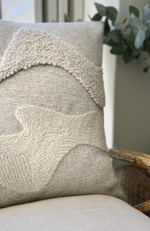 Cotton Tree Punch Needle Pillow- Landscapes Pattern In Natural - Cover Only
