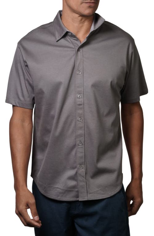 Big Wave Short Sleeve Button-Up Shirt in Gunmetal
