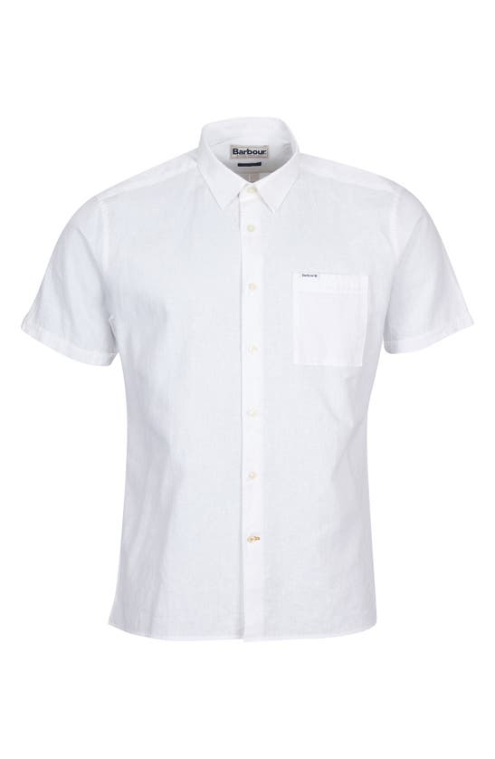Shop Barbour Nelson Linen & Cotton Button-up Shirt In White