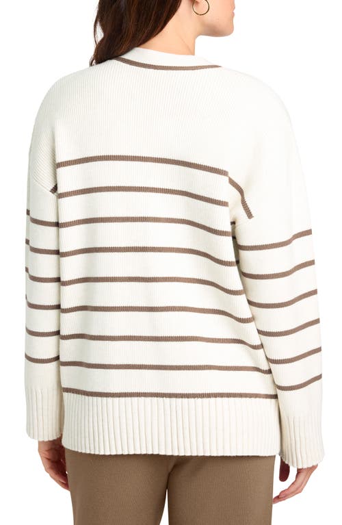 Shop Splendid X Cella Jane Stripe Oversize Cardigan In Snow/toast