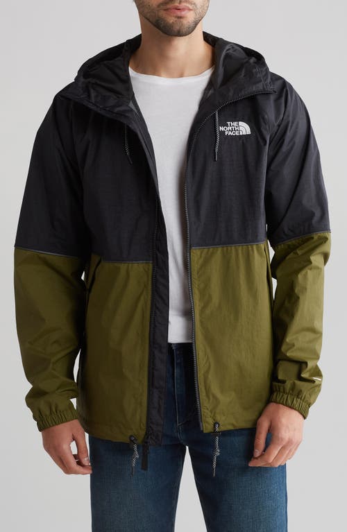 The North Face Antora Water Repellent Hooded Rain Jacket in Forest Olive/Black at Nordstrom, Size X-Large