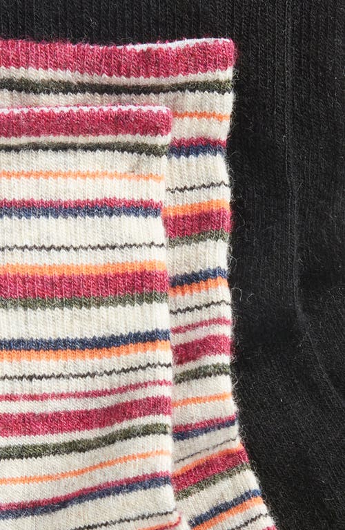 Shop Hue 2-pack Wool Blend Mini Crew Socks In Multi Stripe Pack