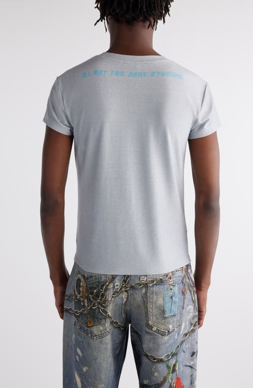 Shop Acne Studios Glitter Cat Graphic T-shirt In Pale Blue