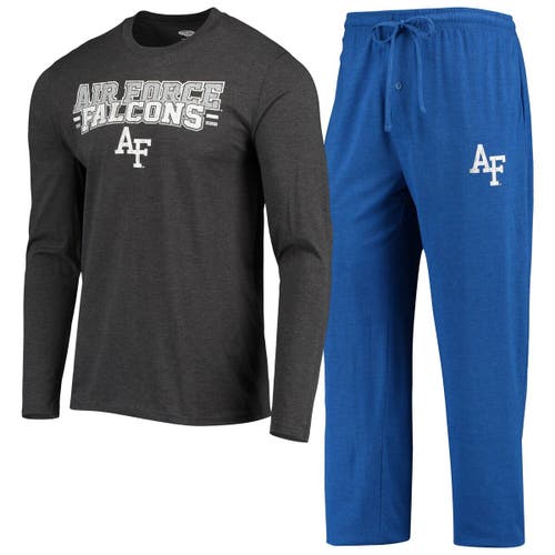Men's Concepts Sport Royal/Heathered Charcoal Air Force Falcons Meter Long Sleeve T-Shirt & Pants Sleep Set