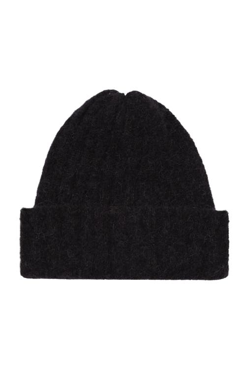 Hyer Goods Upcycled Alpaca Wool Chunky Rib Beanie In Heather Black