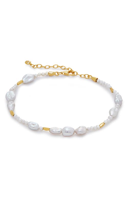 Shop Monica Vinader Pearl Scatter Bracelet In 18ct Gold Vermeil/pearl