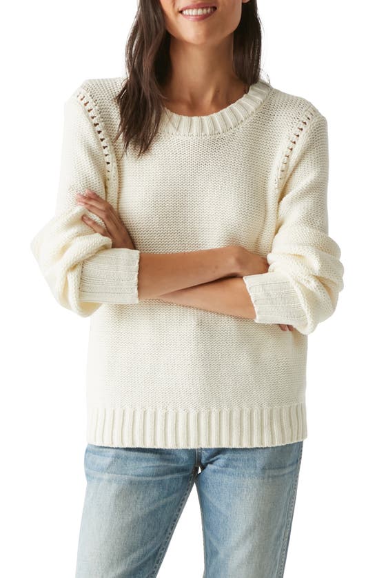 Shop Michael Stars Casey Crewneck Sweater In Chalk