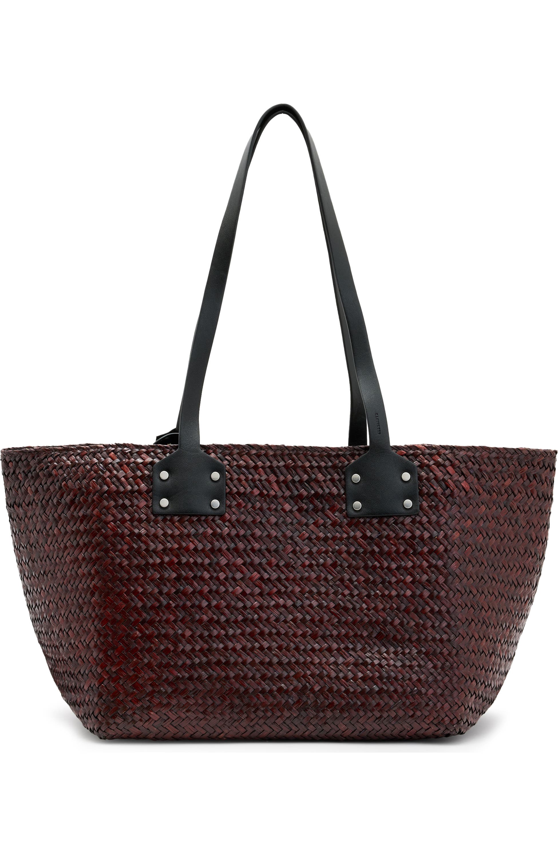 AllSaints Mosley Straw Tote, Main, color, Peat Brown - summer travel capsule wardrobe