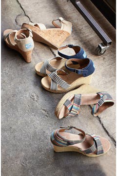 TOMS Denim Stripe Wedge Sandal | Nordstrom