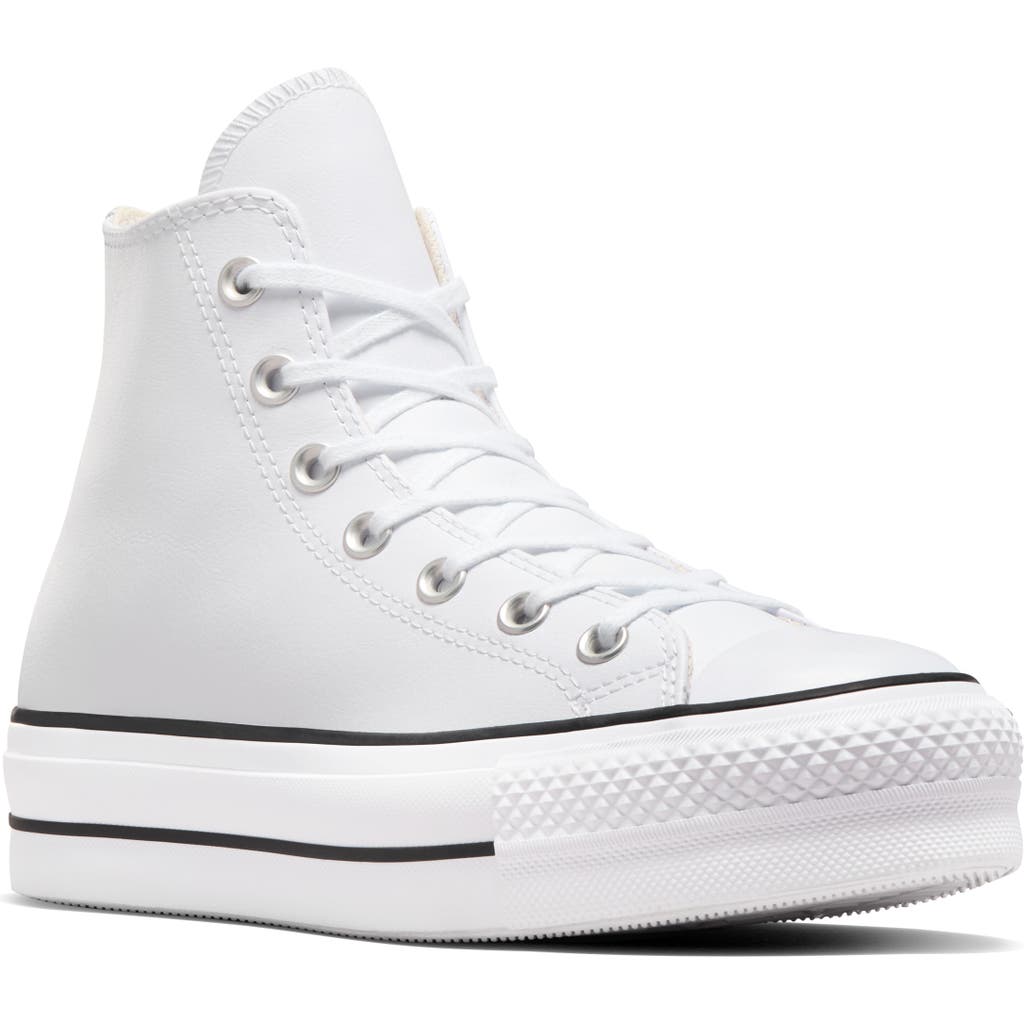 Converse Chuck Taylor® All Star® Lift High Top Leather Sneaker In White/black/white
