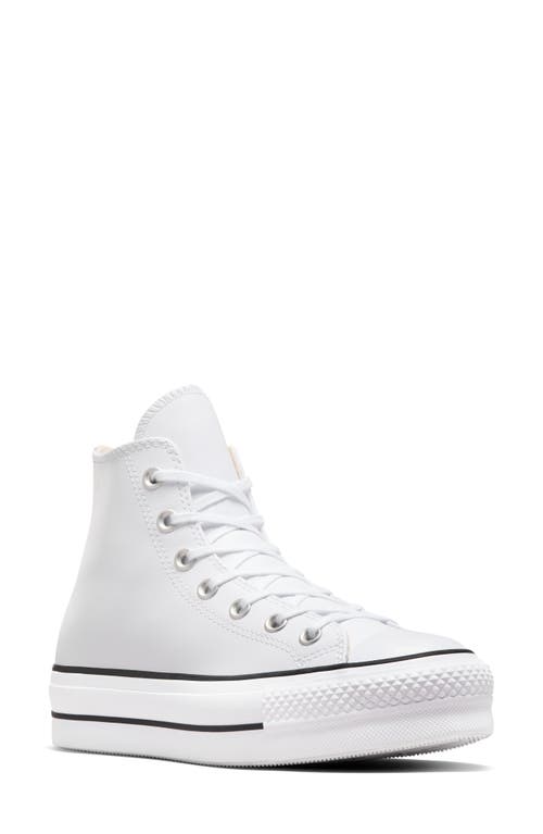 Shop Converse Chuck Taylor® All Star® Lift High Top Leather Sneaker In White/black/white