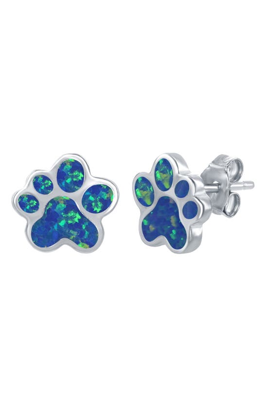 Simona Sterling Silver & Opal Paw Stud Earrings.