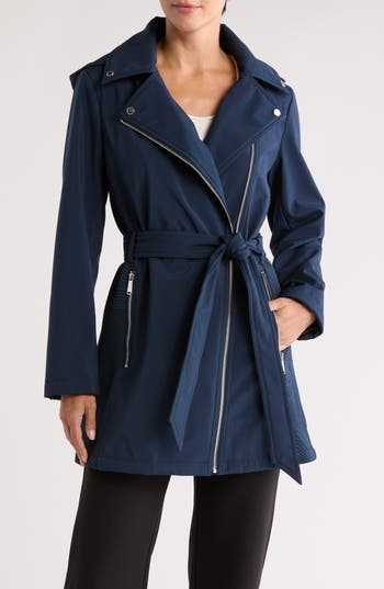 Bcbgeneration Asymmetric Belted Jacket In Ink