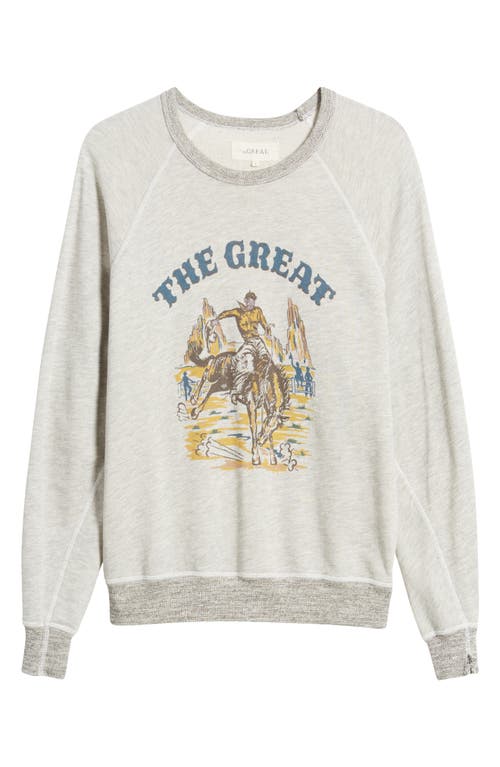 Shop The Great . The College Rodeo Cotton Graphic Sweatshirt In Soft Heather Grey