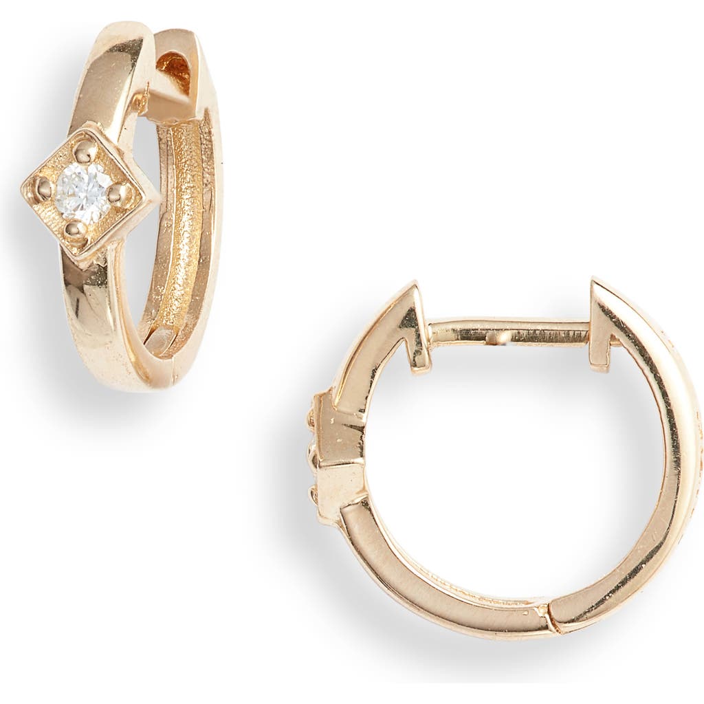 Anzie Cleo Diamond Huggie Hoop Earrings In Gold/diamond