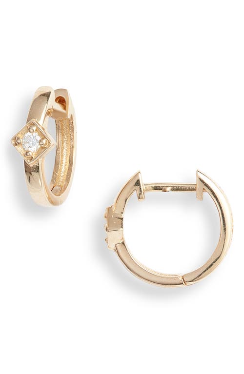 Cleo Diamond Huggie Hoop Earrings in Gold/Diamond