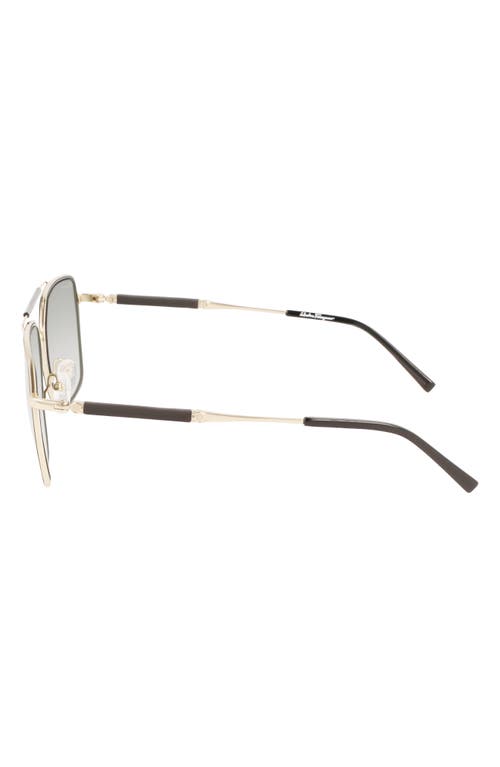 Shop Ferragamo 59mm Rectangular Sunglasses In Gold/black