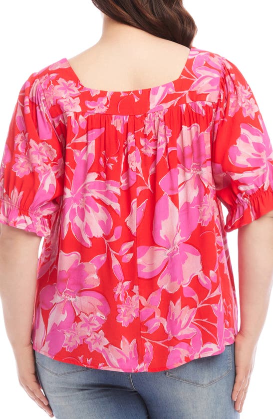 Shop Karen Kane Floral Puff Sleeve Top In Floral Print