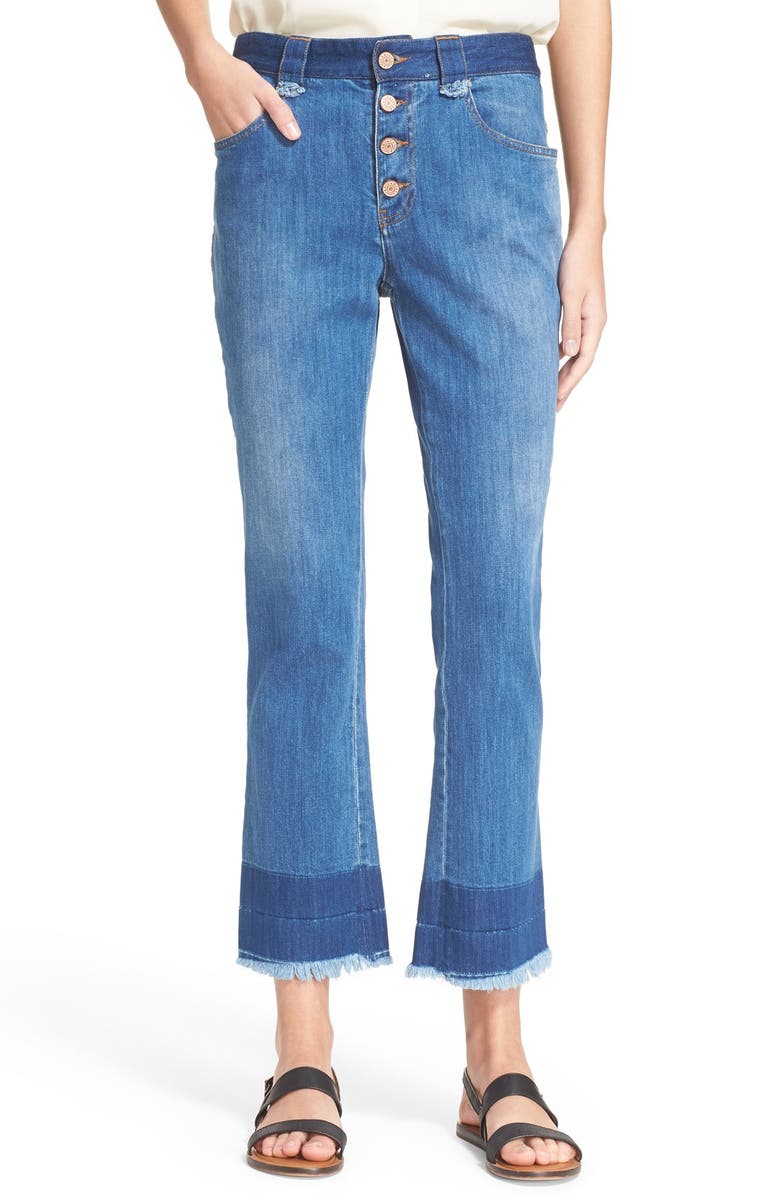 See by Chloé Stoned Denim Crop Jeans (Washed Indigo) | Nordstrom