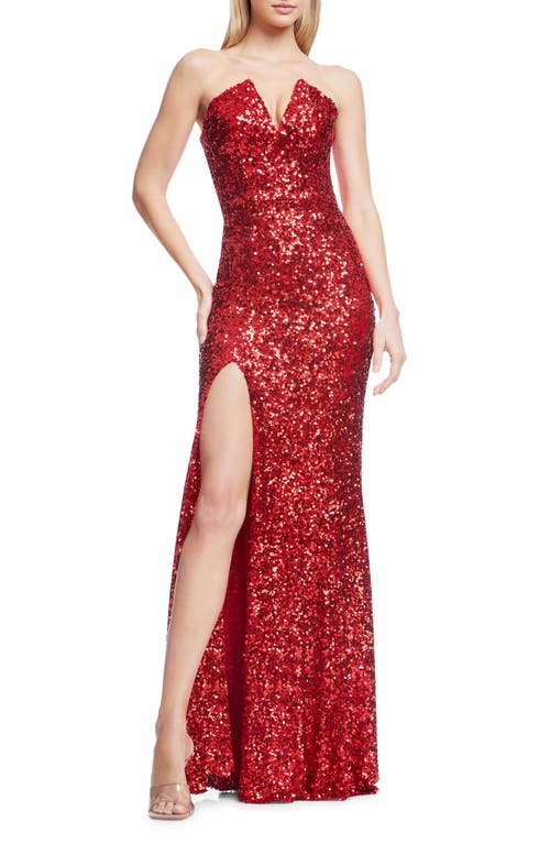 DRESS THE POPULATION DRESS THE POPULATION FERNANDA SEQUIN STRAPLESS GOWN 
