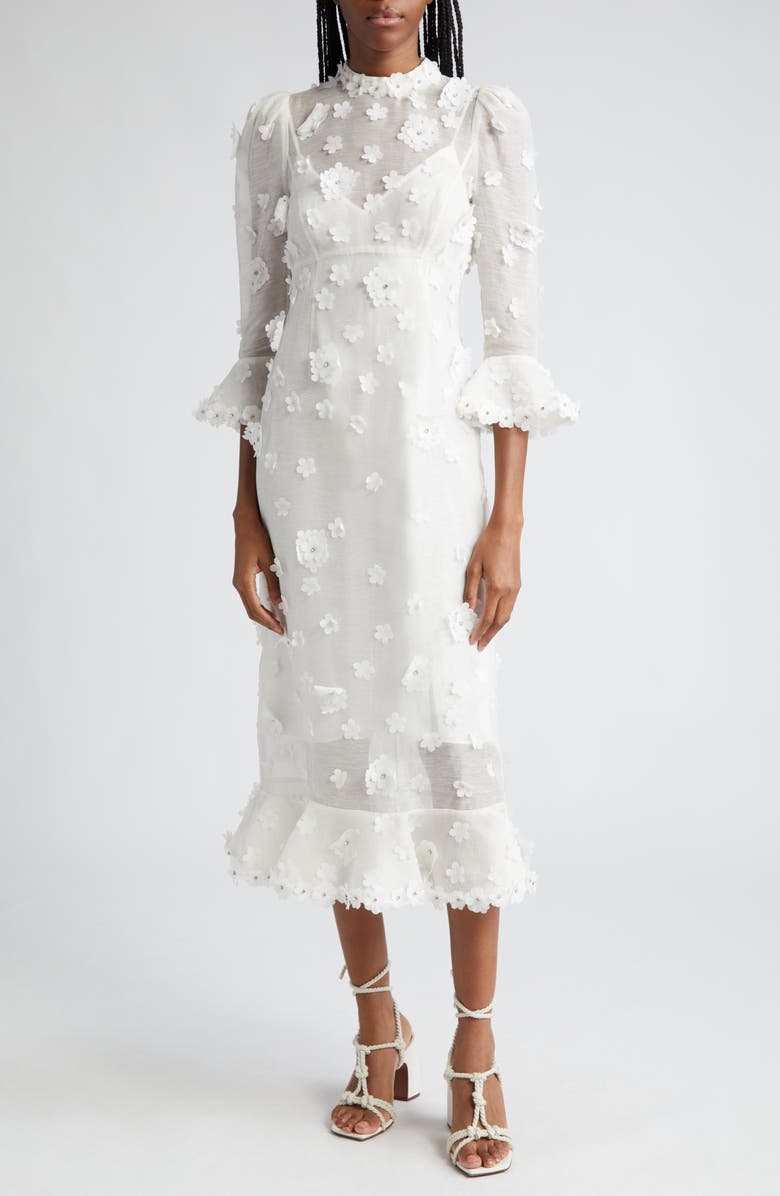 Zimmermann Matchmaker Lift Off Embellished Linen & Silk Midi Dress ...