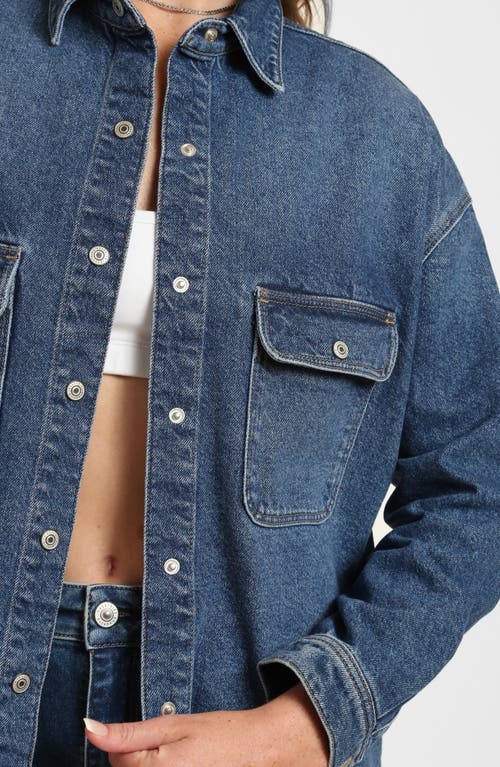 Shop Brooklyn Industries Ocean Oversize Denim Snap-up Shirt In Blue Denim