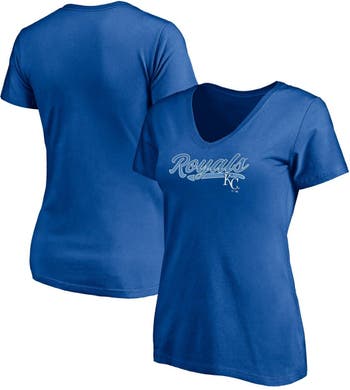Women's G-III 4Her by Carl Banks Royal Kansas City Royals Team Graphic V-Neck Fitted T-Shirt Size: Medium