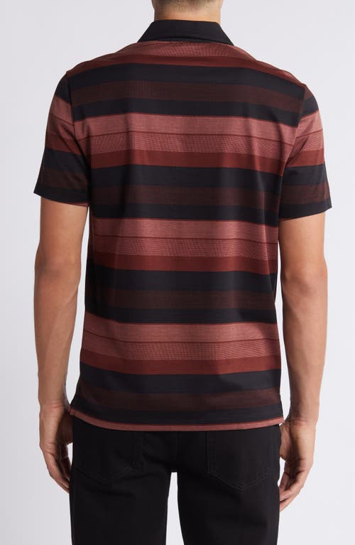 Shop Robert Barakett Fincastle Stripe Johnny Collar Polo In Cabernet