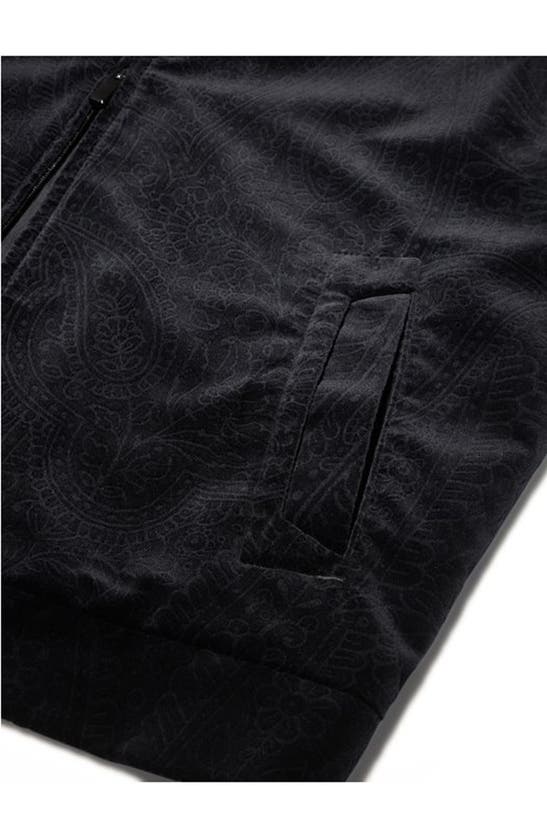 Shop Zegna Devoré Cotton Velveteen Evening Bomber Jacket In Black