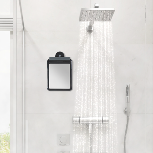Zadro Fogless Shower Mirror For Travel With Suction Cup & Squeegee In Black