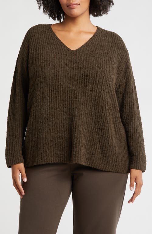 Shop Eileen Fisher V-neck Organic Cotton & Cashmere Blend Sweater In Wren