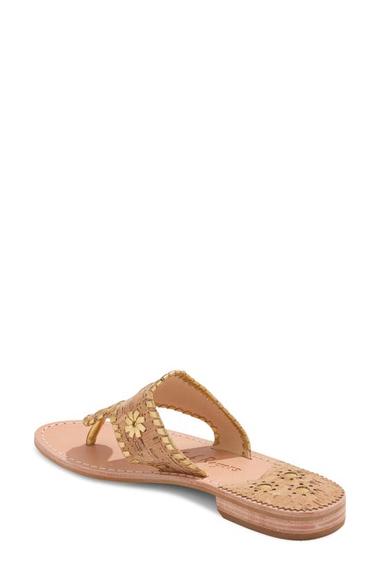 Jack Rogers Jacks Cork Leather Thong Sandals In Natural Cork/gold