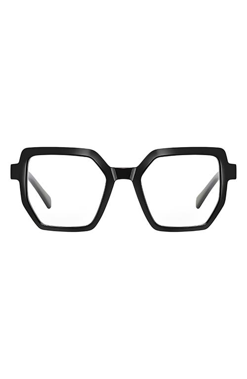 Shop Fifth & Ninth Monroe 48mm Square Blue Light Blocking Glasses In Black/clear