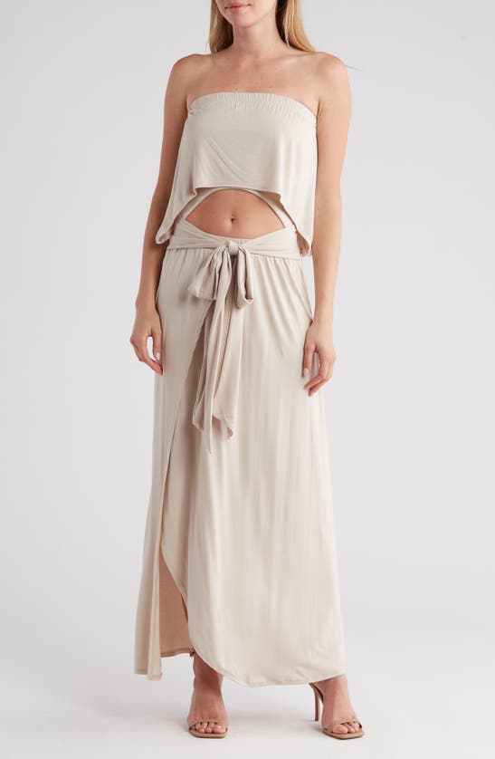 Shop Go Couture Front Cutout Maxi Dress In Sand