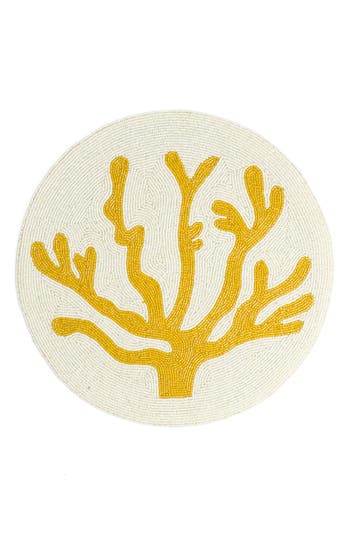 Tiramisu Coral Beaded Placemat In Yellow/ivory
