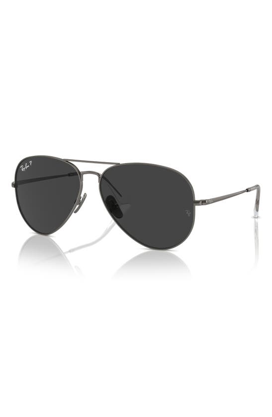 Shop Ray Ban Ray-ban 58mm Polarized Aviator Sunglasses In Gunmetal