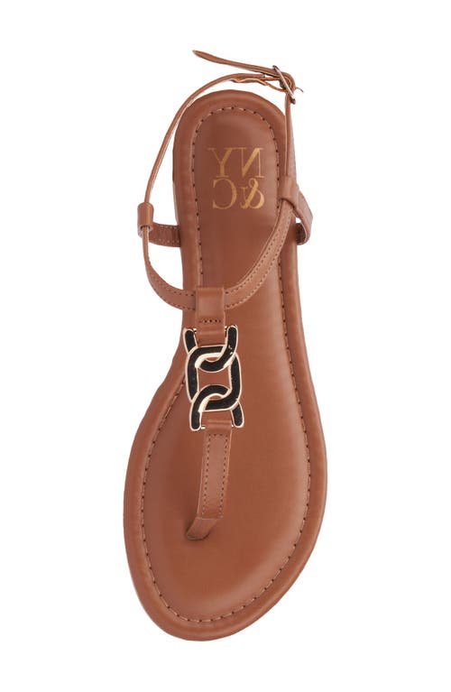 New York And Company Kaia T-strap Sandal In Cognac