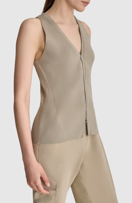 Shop Dkny Front Zip Sweater Vest In Trench