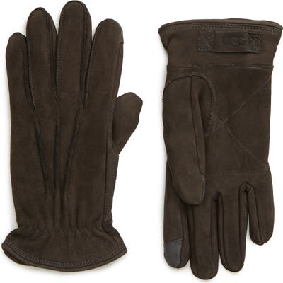 UGG Three-Point Leather Tech Gloves, Grey