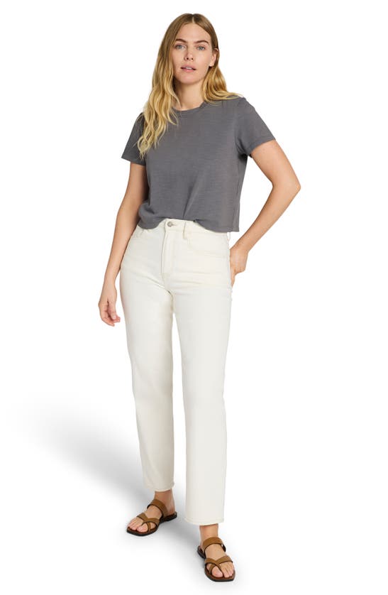 Shop Faherty Sunwashed Organic Cotton Crop T-shirt In Smoked Pearl