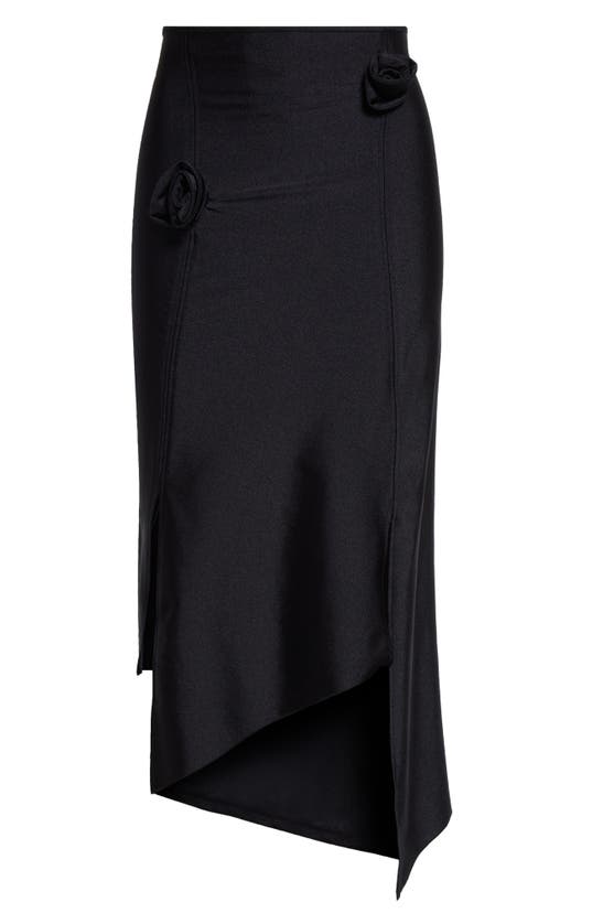 Shop Coperni Rosette Asymmetric Jersey Midi Skirt In Black