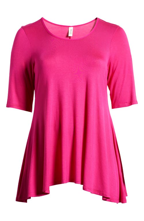 Shop 24seven Comfort Apparel Swing Asymmetric Hem Tunic Top In Pink