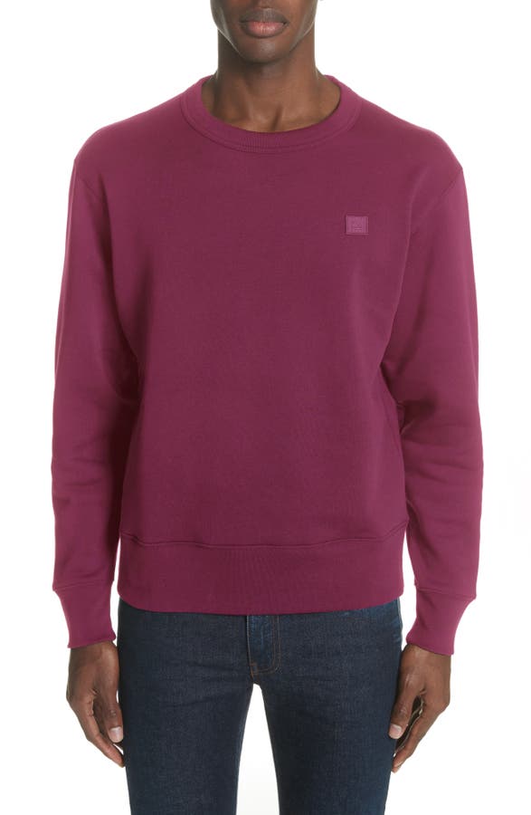 Acne Studios Fairview Face Crewneck Sweatshirt In Blush Pink