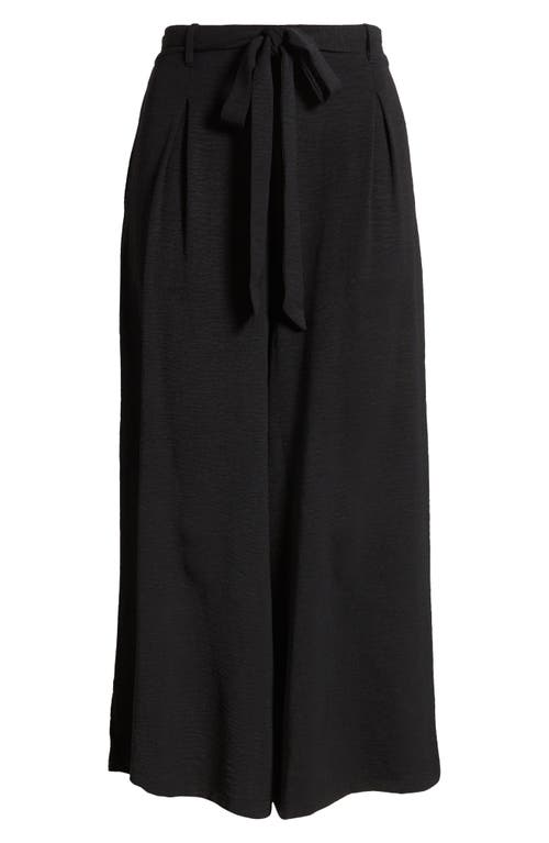 Shop Bobeau Tie Waist Crop Wide Leg Pants In Black