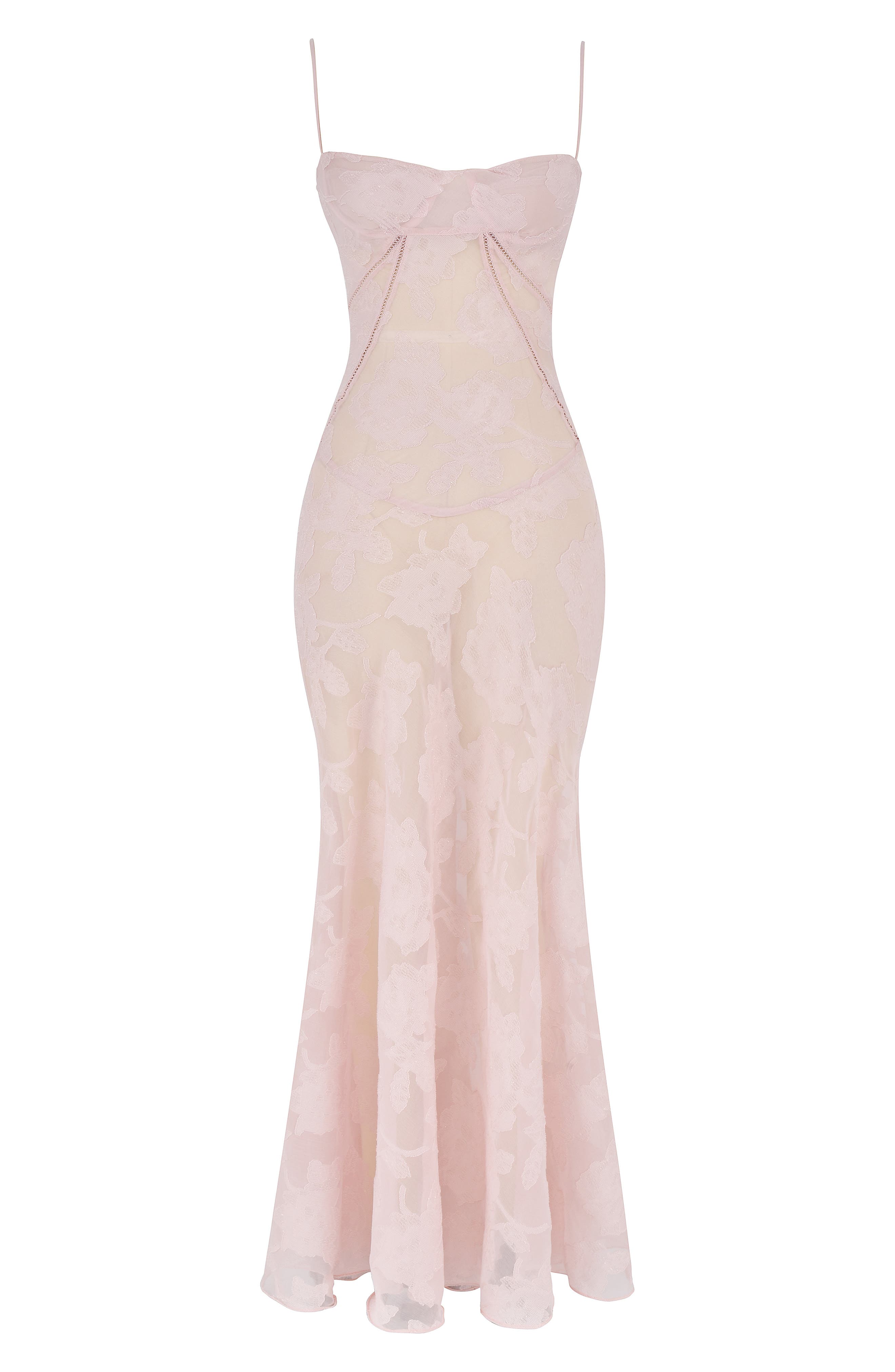 HOUSE OF CB Seren Blush LaceUp Back Gown Nordstrom