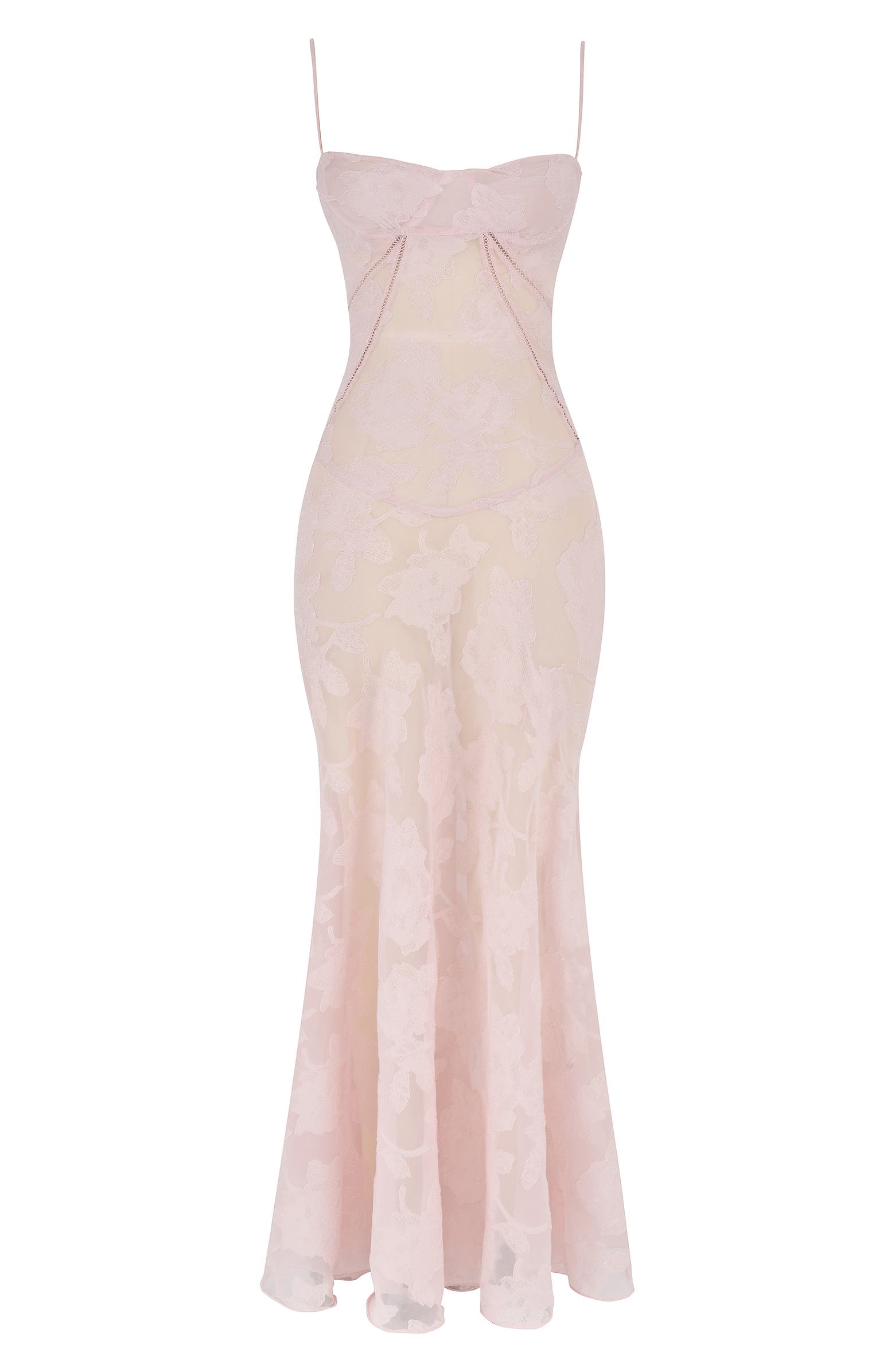HOUSE OF CB Seren Blush Lace-Up Back Gown | Nordstrom