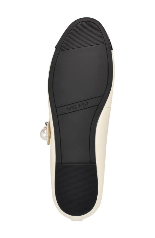 Nine West Platy Mary Jane Cap Toe Flat In Ivory