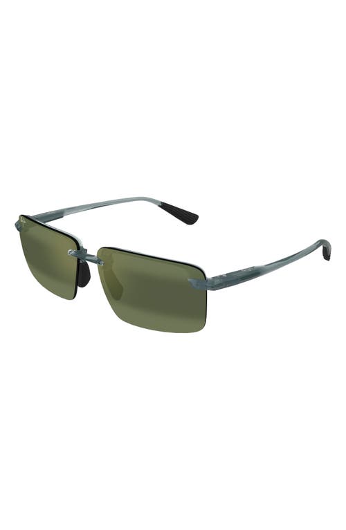Maui Jim Rectangle-frame Sunglasses In Green/maui
